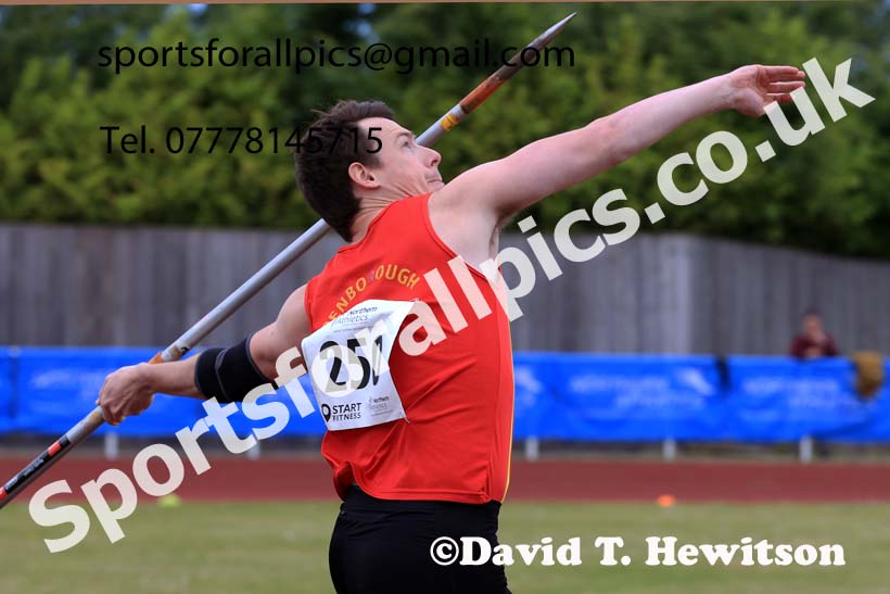Senior Mens javelin 2024 Northern Senior and Under-20s Track and Field Champs, Middlesbrough.  Photo: David T. Hewitson/Sports for All Pics